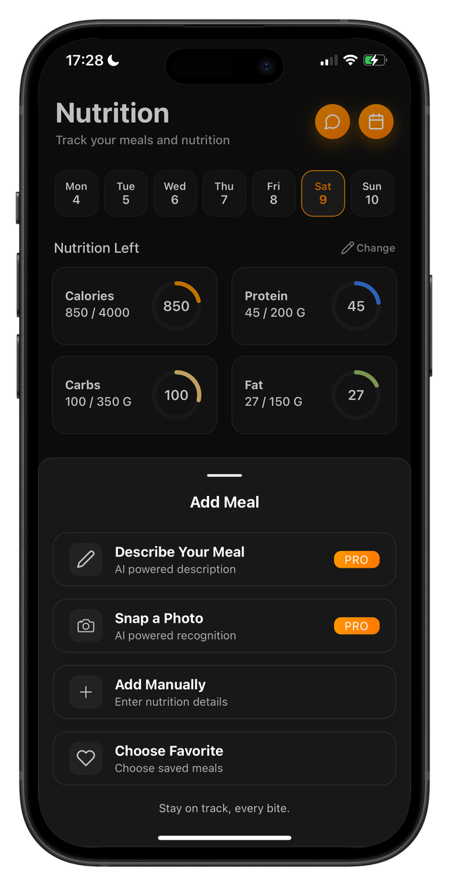 Log Meals & Track Calories - second view dark
